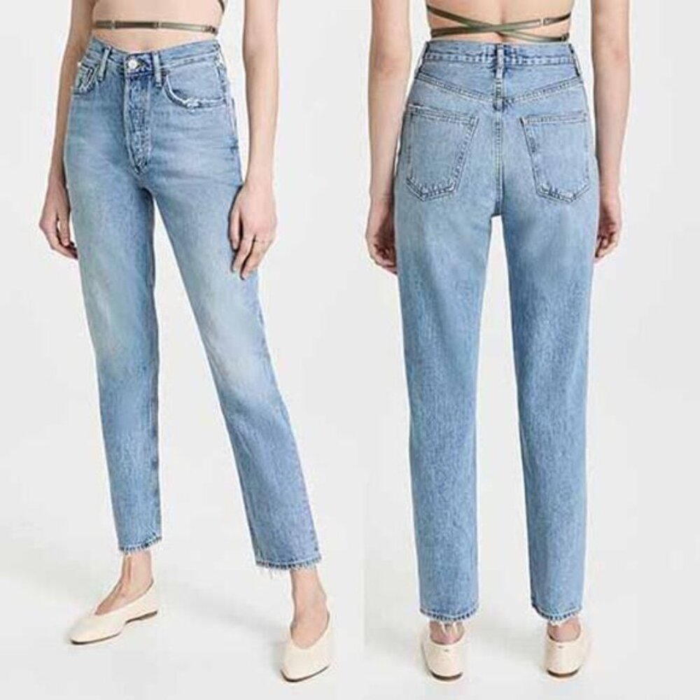 NWT Agolde Fen High Rise Relaxed Tapered Straight Cut Button Jeans Quarrel